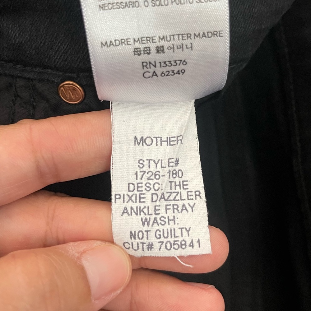 Women’s Mother The Pixie Dazzler Ankle Fray Jeans Not Guilty Black Size 27 - Picture 12 of 13
